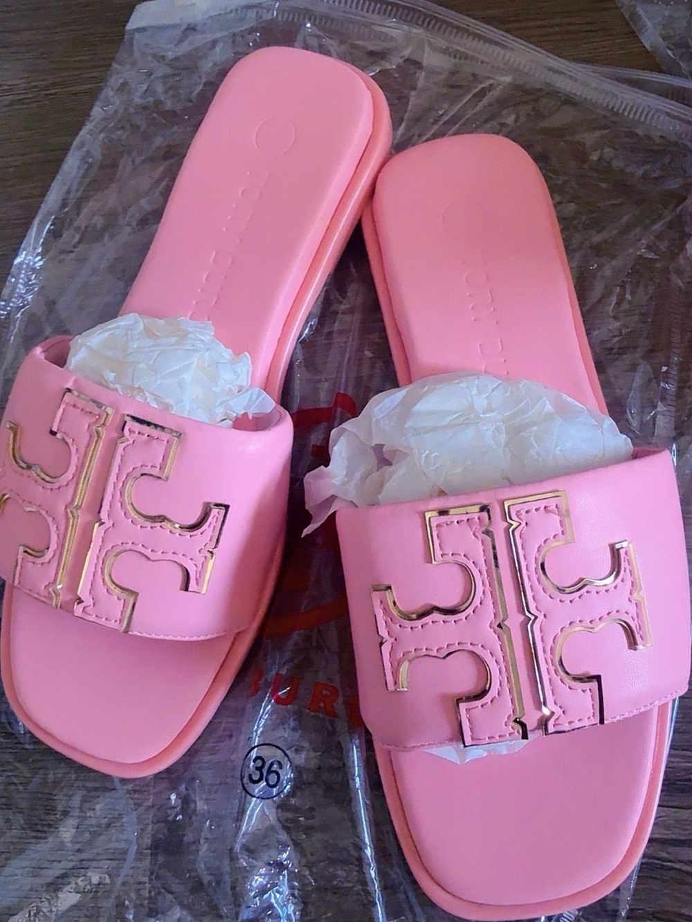 Women's Pink Logo-Embellished Slide Sandals
